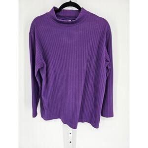 Partners II Women's Purple Turtle Neck Long Sleeve Blended Fiber Top Size 1X